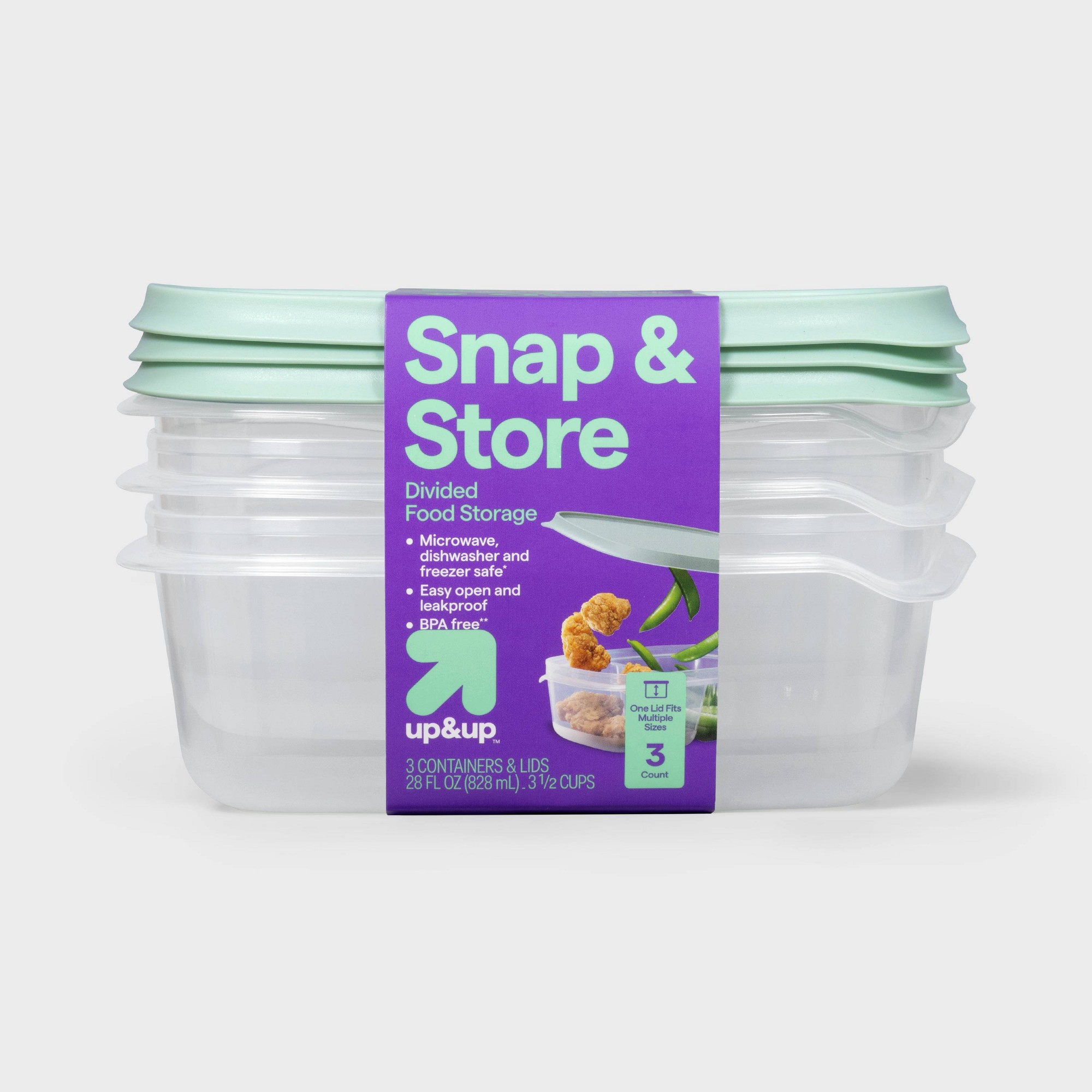 Food Storage With Dividers - Contenitori rettangolari in plastica trasparente da