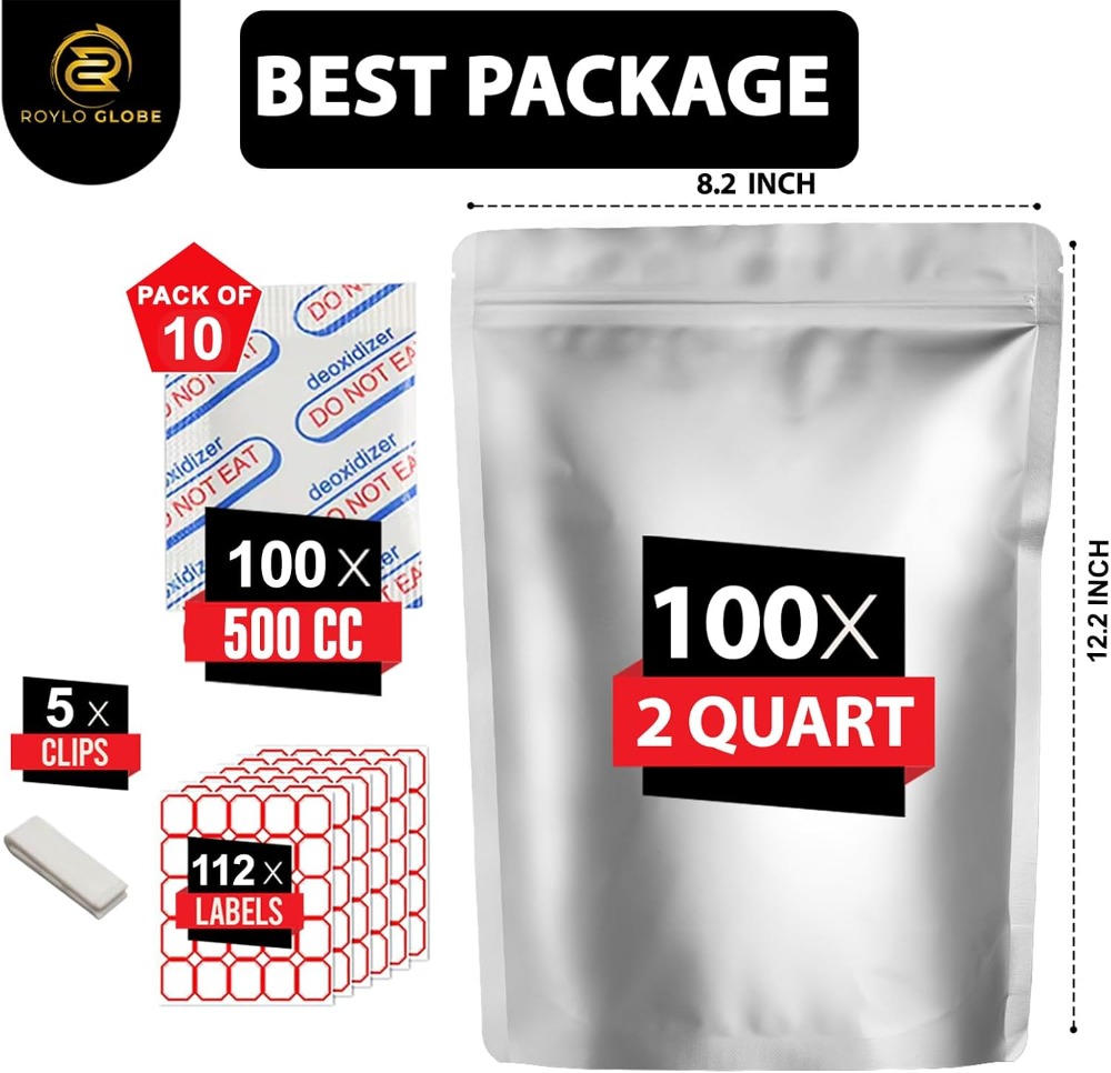 100 sacchetti Mylar da 2 quart - Food Storage Long Term recensione e prezzo
